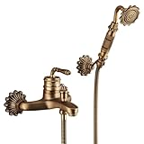 Vintage Messing Badewanne Dusche Mischbatterie - Wandmontage Badewannenarmatur mit Handbrause & 1,5...