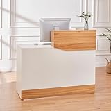 TinFrey Empfangstheke Klein 120 cm, Moderne Rezeptionstheke aus Holz mit Kabeldurchführung...