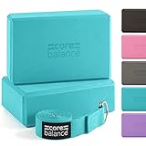 Core Balance Yoga Blocks im Doppelpack & GRATIS Yoga-Gurt, 2 STK. Eva Schaumstoff-Blöcke, robust &...