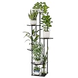 Bamworld Blumenständer Schwarz Hoch – Pflanzenständer aus Metall mit 6 Ebenen – Platzsparendes...