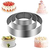 talifoca 3 Stück Runde Kuchenringe Set, Edelstahl Tortenring Dessertringe Kuchenring Backformen...