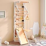 vutizal 6-in-1 Klettergerüst Indoor aus Massivholz | Sprossenwand mit Rutsche, Schaukel &...