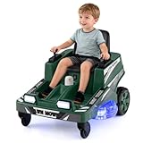 COSTWAY Kinder Elektroauto, 12V Elektro Rasenmäher mit doppelten Steuerhebeln, LED-Lichter, Dreh-...