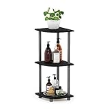 Furinno Eckregal-Mehrzweckregal mit 3 Ebenen, holz, Schwarz/grau, 29.46 x 29.46 x 75.18 cm