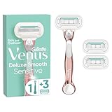 Gillette Venus Deluxe Smooth Sensitive Rosegold Rasierer Damen, Damenrasierer + 3 Rasierklingen mit...