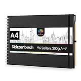 OfficeTree Skizzenbuch A4 Spiralbindung - Querformat - 96 Seiten 48 Blätter - Sketchbook A4 200g -...