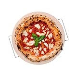 JS Gourmet 15 Zoll Rund Pizzastein Set mit Edelstahlgestell und Rad Pizzaschneider, gleichmäßige...