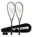 VICTOR Power Storm Squash-Set, 2 Schläger mit Bällen und Tragetasche