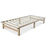 Homestyle4u 1908, Holzbett Palettenbett 90x200 cm, Bettgestell Holz mit Lattenrost, Natur Kiefer...