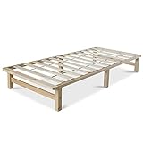 Homestyle4u 1908, Holzbett Palettenbett 90x200 cm, Bettgestell mit Lattenrost, Natur, Kiefer...