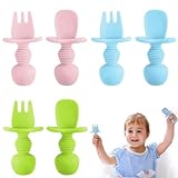 Esslernlöffel Baby - 6 Pack Baby Besteck Set Silikon Lernlöffel und Gabel Set, Baby Löffel für...