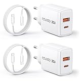 RAVIAD 33W USB C Ladegerät GaN Netzteil 2-Pack, 2-Port [USBC + USBA] PD Schnellladegerät mit USB C...