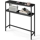 VASAGLE Konsolentisch, schmaler Sofatisch mit 2 Ablagen, 20 x 80 x 80 cm, Flurtisch, 2 Ebenen, für...