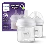 Philips AVENT Babyflaschen Natural Response – 2x Babyflaschen, 125 ml, für Neugeborene ab 0...