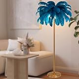 WJFTODAY Moderne hohe Stehlampe für Schlafzimmer, Wohnzimmer, Straußenfeder-Stehlampe, 3 er,...