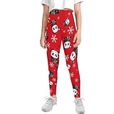 BYCHECAR Aktiv-Leggings für Mädchen, Bauchkontrolle, Tanz, Yoga, Leggings, Weihnachtspanda, 8-9...