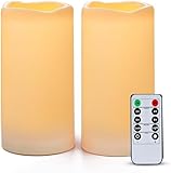 AMAGIC 7,6 cm x 15 cm Outdoor Wasserdicht Flammenlose Kerzen, Batteriebetriebene LED Stumpenkerzen...