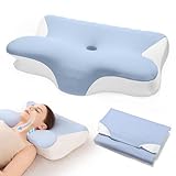 Restnature Orthopädisches Nackenstützkissen | Höhenverstellbares Memory-Schaum-Kissen für...