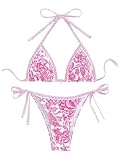 BYFINECANY Damen-Badeanzug, Blumenmuster, Neckholder, Paisleymuster, Sommer-Badeanzug, Bikinis-Set,...