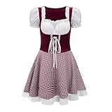 OUMSHBI Dirndlkleid Damen Midi Knielang Trachtenkleid A-Line für Oktoberfest Karneval Outfit...