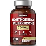 Montmorency Sauerkirschen Tabletten 3600mg | 200 Vegane Stück | Hochdosiert | Premium Extrakt 50:1...