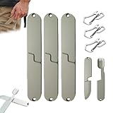 2 in 1 Camping-Essbesteck-Set,Wiederverwendbares, magnetisches, abnehmbares Besteck,Tragbare Tasche...
