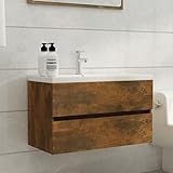 LEDAMP Waschbeckenunterschrank Eiche Räucherholz 80x38,5x45 cm, mit Farbe: Räuchereiche