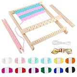 MXTIMWAN DIY Holz Kinder Webrahmen Set, Webrahmen Kinder, inkl. Wolle, Webkamm mit Zubehör, Holz...