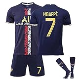 PSG Trainingsanzug Kinder Erwachsene Fußball Trikot, No.7 Paris Trikot Fussball T-Shirt, Short mit...