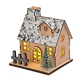 Yarteim Weihnachtsdorf mit Beleuchtung, Weihnachtsdeko Holz Haus mit LED Licht, Mini Weihnachten...