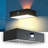 GINUX® Solarlampen für außen mit Bewegungsmelder - Kleine Dekorative Solar Wandleuchte aussen mit...