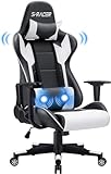 JUMMICO Massage Gaming Stuhl, Bürostuhl Ergonomisch mit Lendenwirbelstütze, Computerstühle Racing...