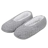 Strickhausschuhe Damen Indoor Schuhe Plüsch Bettschuhe Weiche Stoppersocken Ballerina Kuschelsocken...