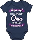 Baby Body Junge Mädchen - Sprüche - Ich habe eine verrückte Oma - 3/6 Monate - Navy Blau - bodys...