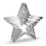 Prasacco 5 Stück Ausstechformen Set, Edelstahl Stern Ausstechformen 5 Verschiedene Größen...