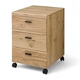 Stella Trading Glenn Rollcontainer Schreibtisch in Altesche massiv, Old Artisan Oak Optik - Mobiler...