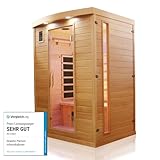 Dewello® Infrarotkabine Infrarotsauna Pierson 135cm x 105cm 1-2 Personen aus Hemlock Holz mit...