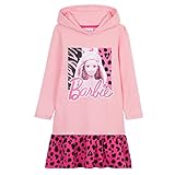 Barbie Hoodie Mädchen Kleid, Kapuzen Kleider für Mädchen aus Baumwolle (Rosa, 4-5 Jahre)