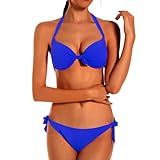 EONAR Damen Bademode Nackenträger Push up Bikinioberteil mit Underwire Einstellbar Seitlich...