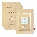KF-Holz 5 Sperrholzplatten Birke (20x:30cm,3mm) - Hochwertige Multiplex Platten für Bastelarbeiten,...