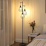 EDISHINE Stehlampe Wohnzimmer 166cm, Modern Standleuchte Dimmbar, Industrial Stehleuchte Schwarz mit...