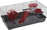 Flamingo Jing Hamsterkäfig - Schwarz/Grau, 58 x 31 x 22.5 Komplett mit Zubehör, Ideal für Hamster...