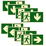 8 Stück Notausgangsschild Nachleuchtend Selbstklebend Fluchtwegschilder PVC Notausgang Schild...