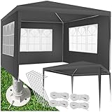 tectake® Pavillon 3x3 m mit verstärktem Gestell, Zelt groß, wasserdicht, Gartenpavillon,...
