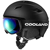 Odoland Skihelm und Skibrille Set Snowboardhelm mit Snowboardbrille für Erwachsene, Schneebrille UV...