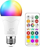 iLC LED Lampe ersetzt 85W, 1050 Lumen, RGB Glühbirne mit Fernbedienung Farbwechsel Farbige Birne...