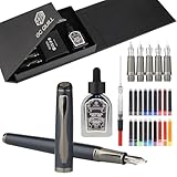 GC QUILL Kalligraphie Füllfederhalter Set – Enthält 5 Federn, Tintenflasche, Konverter und 18...