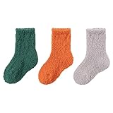 Kinder Mädchen Jungen Socken Einfarbig Warme Bequeme Haussocken Kuschelsocken Gepolstert Dicke...