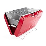 TAINO MOX Holzkohlegrill BBQ Koffergrill Camping-Grill Kohlegrill Retro-Stil klappbar Griller...