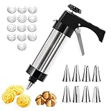 Comforty Edelstahl Gebäckpresse, Spritzgebäck Presse Keksmaschine Garnierspritze Set mit 13...